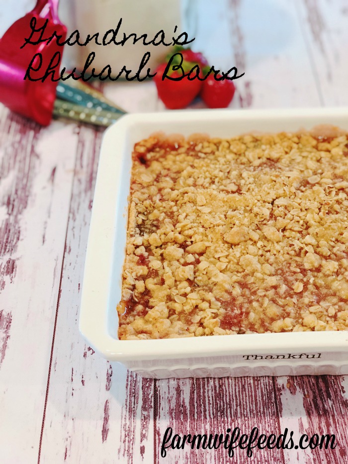 Grandma's Rhubarb Bars - The Farmwife Feeds