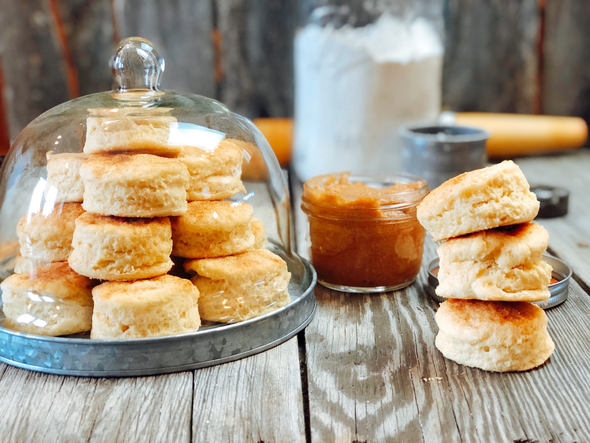 Cream Cheese Buttermilk Cinnamon Sugar Biscuits from Farmwife Feeds are a flakey biscuit with just a touch of sweetness. #creamcheese #biscuit #homemade #recipe